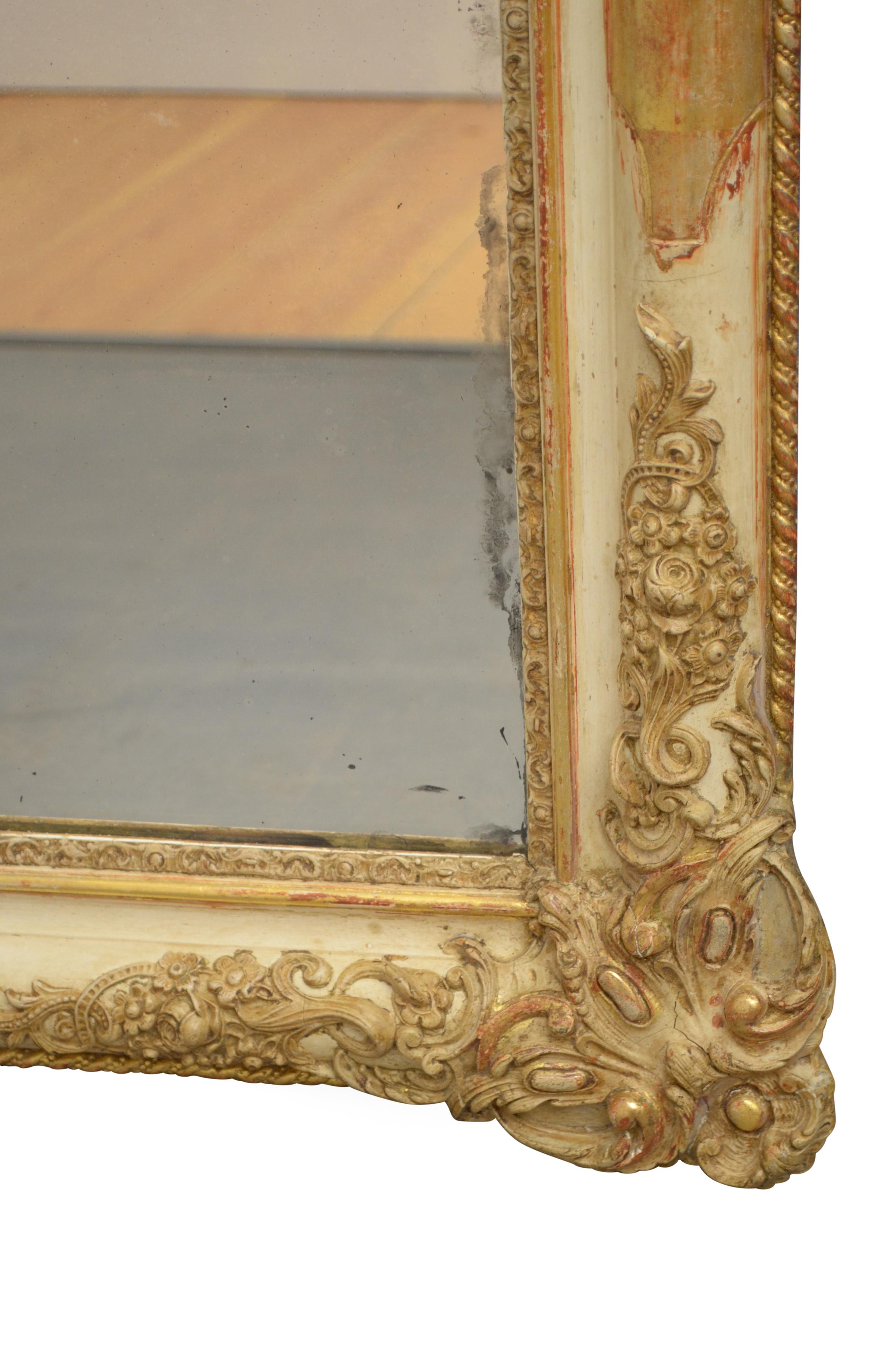 19th Century Gilt Wall Mirror Gilded Overmantel H104cm For Sale 5