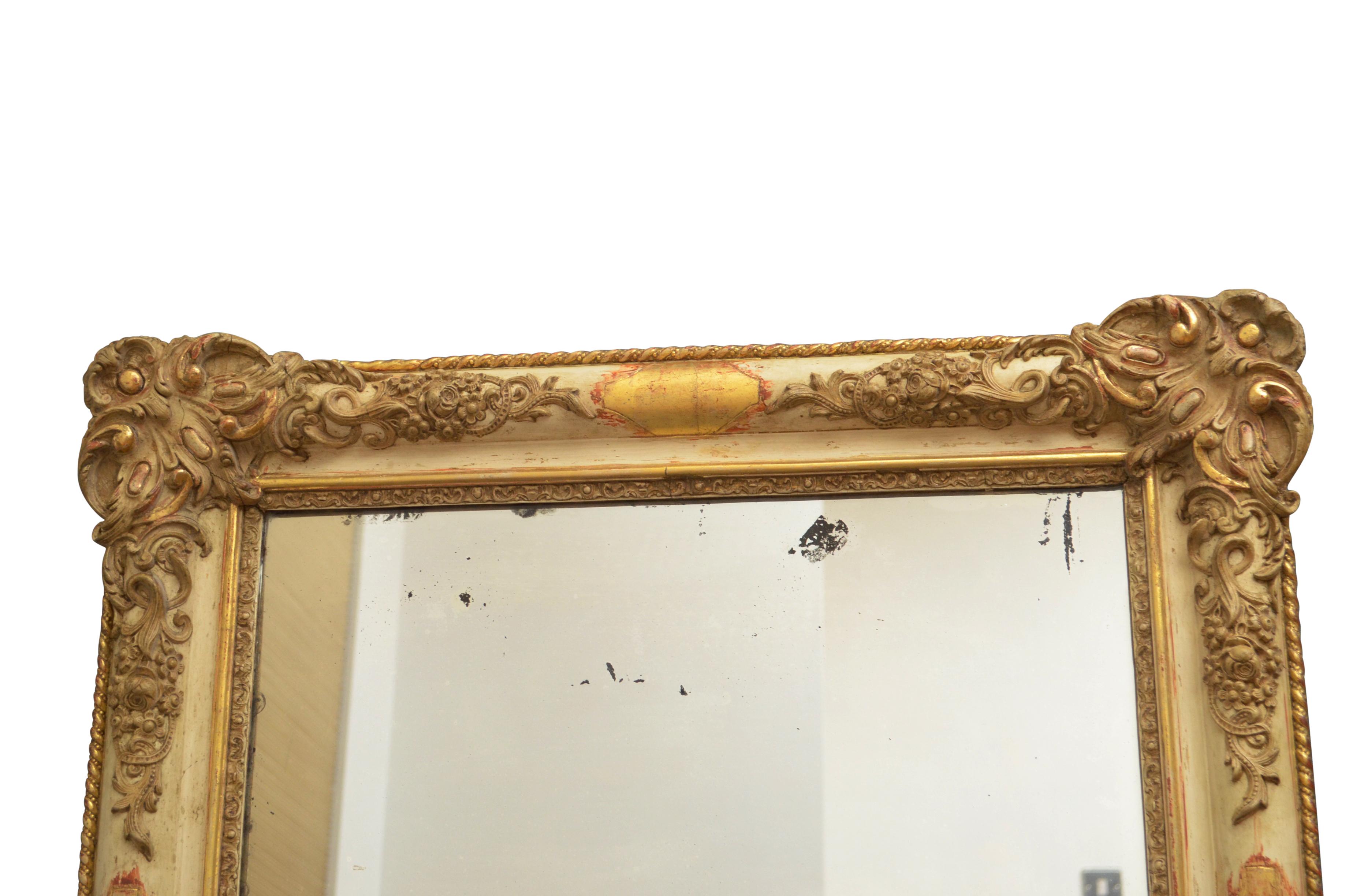 19th Century Gilt Wall Mirror Gilded Overmantel H104cm For Sale 2