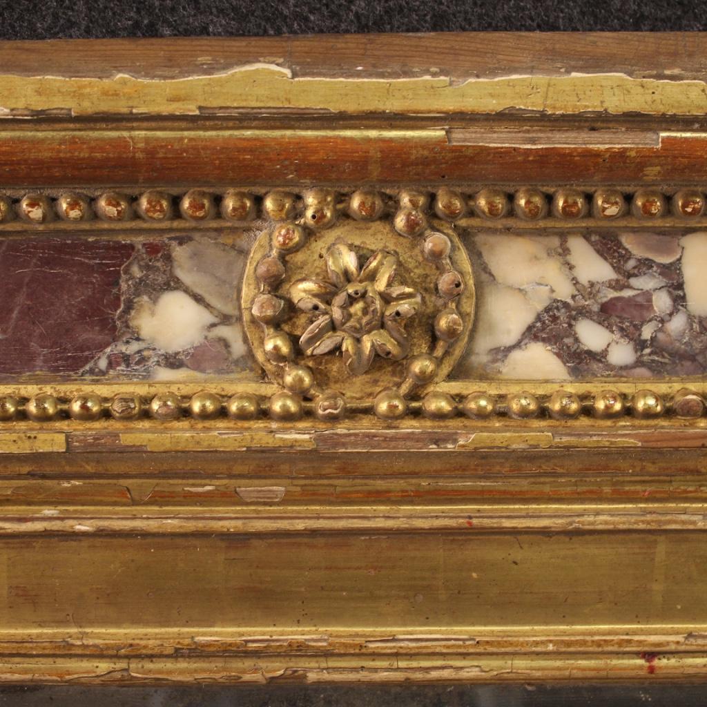 19th Century Giltwood and Marble Italian Antique Mirror, 1830 In Fair Condition In Vicoforte, Piedmont