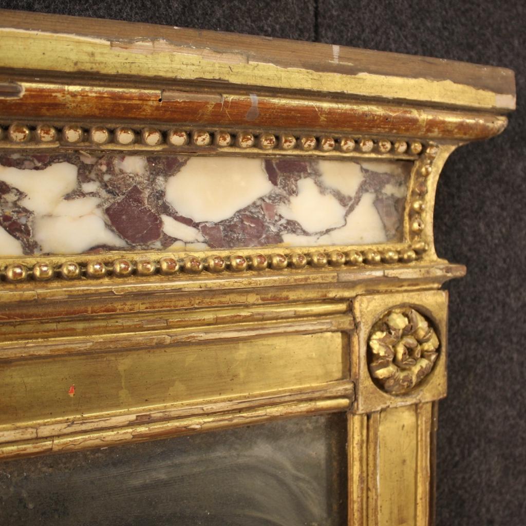 19th Century Giltwood and Marble Italian Antique Mirror, 1830 2