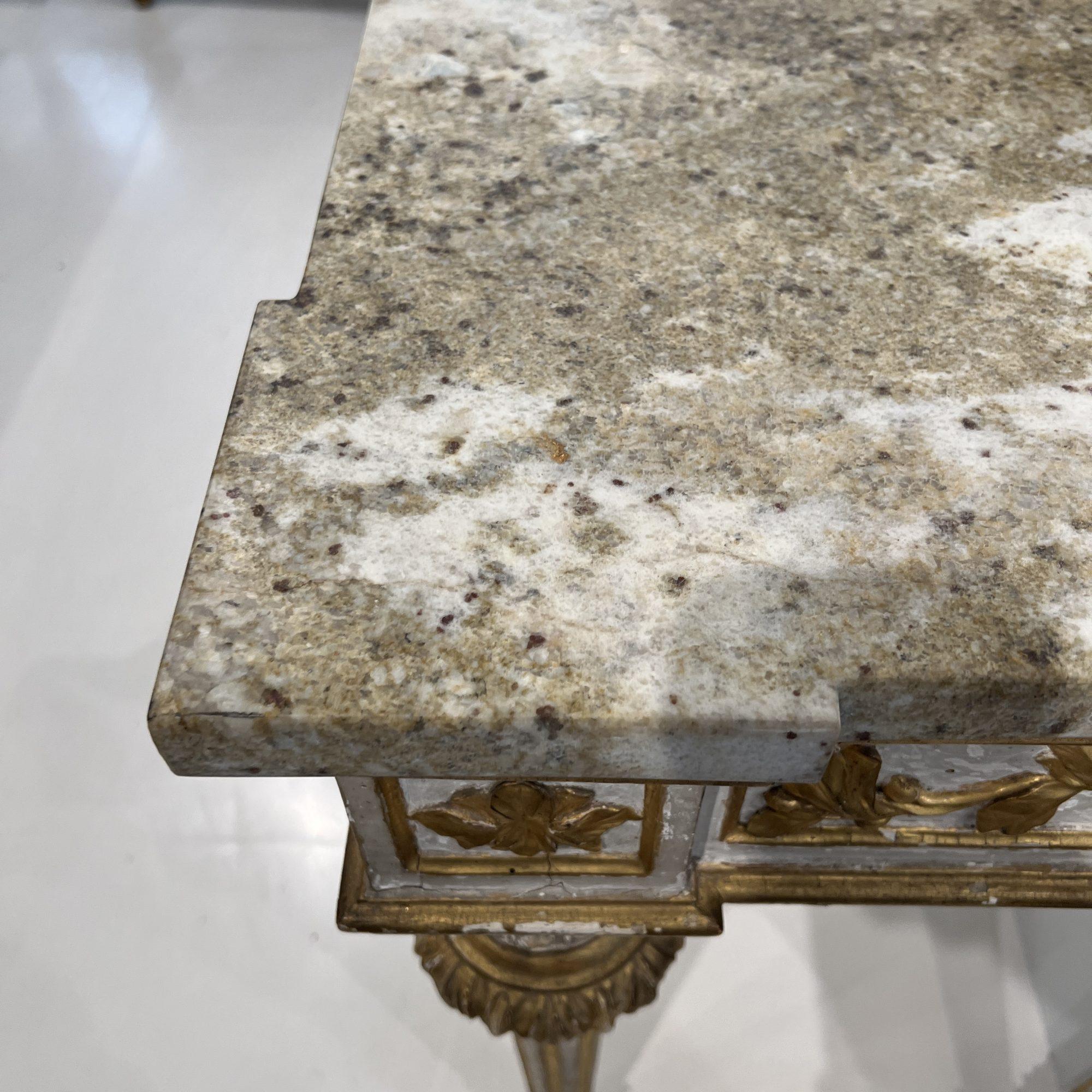 Gilt 19th Century gilt wood Console with Marble Top For Sale
