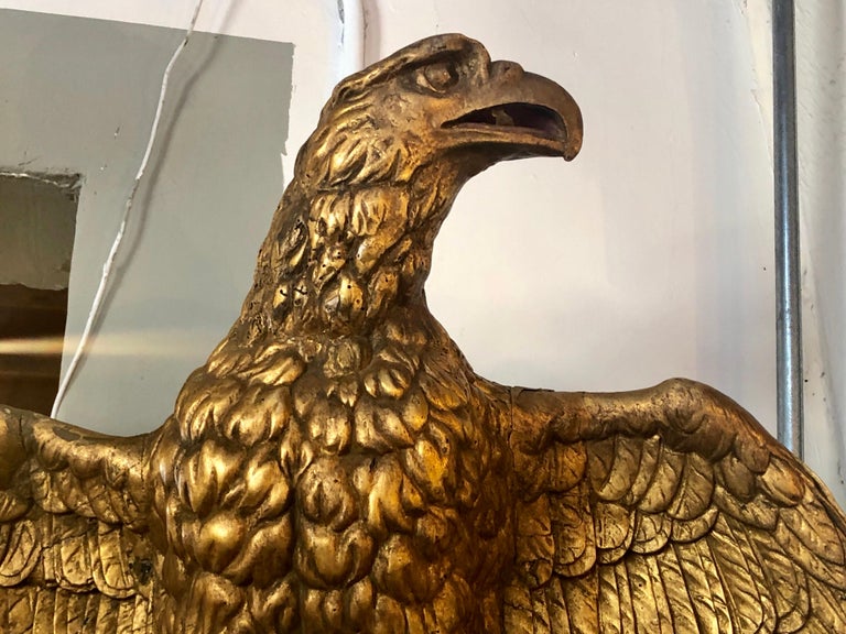 19th Century Giltwood Federal Carved Wall Sculpture of an American