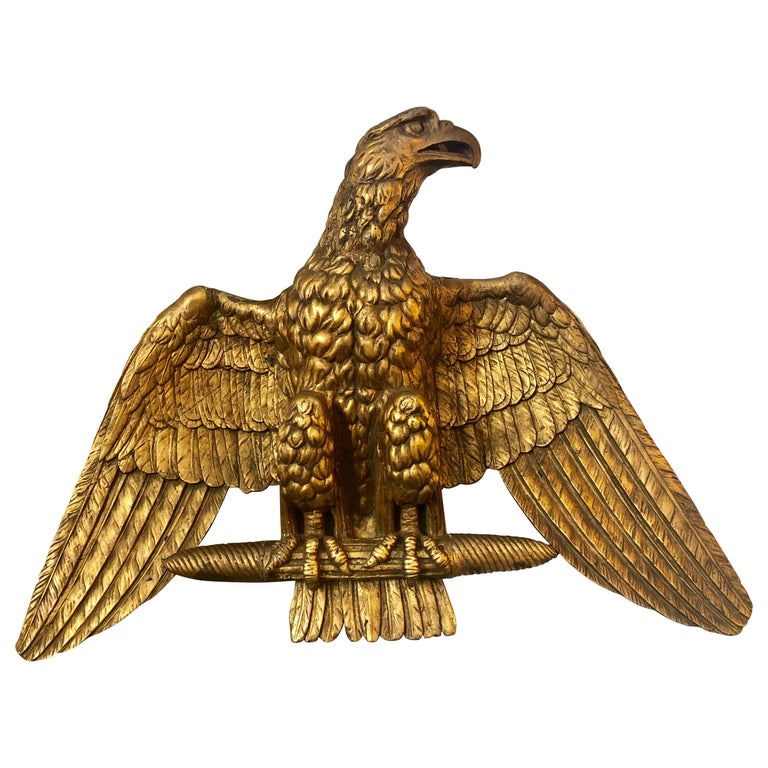 19th Century Giltwood Federal Carved Wall Sculpture of an American