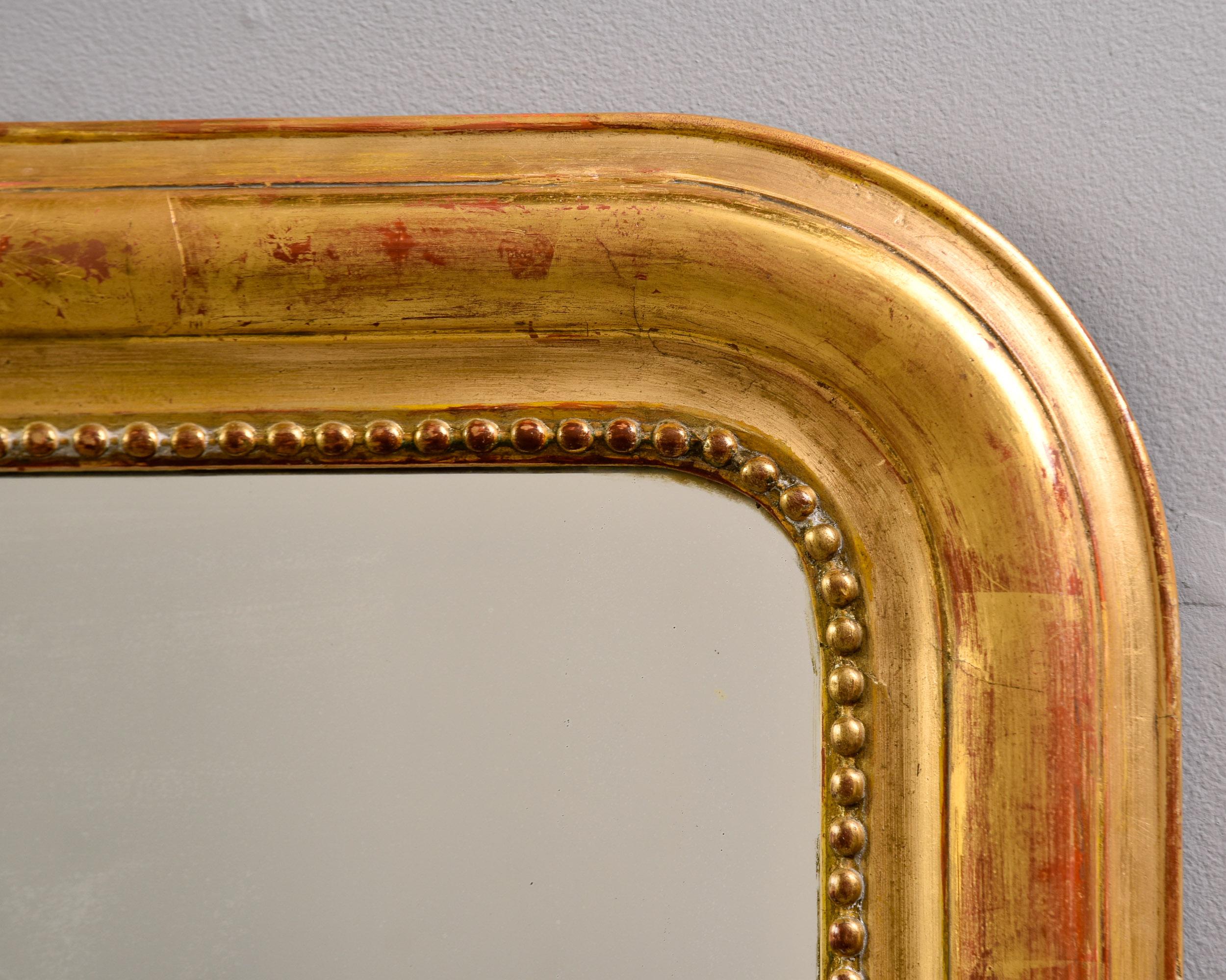 Siglo XIX Madera Dorada  Marco Espejo Louis Philippe con Esquinas Decoradas en venta 4