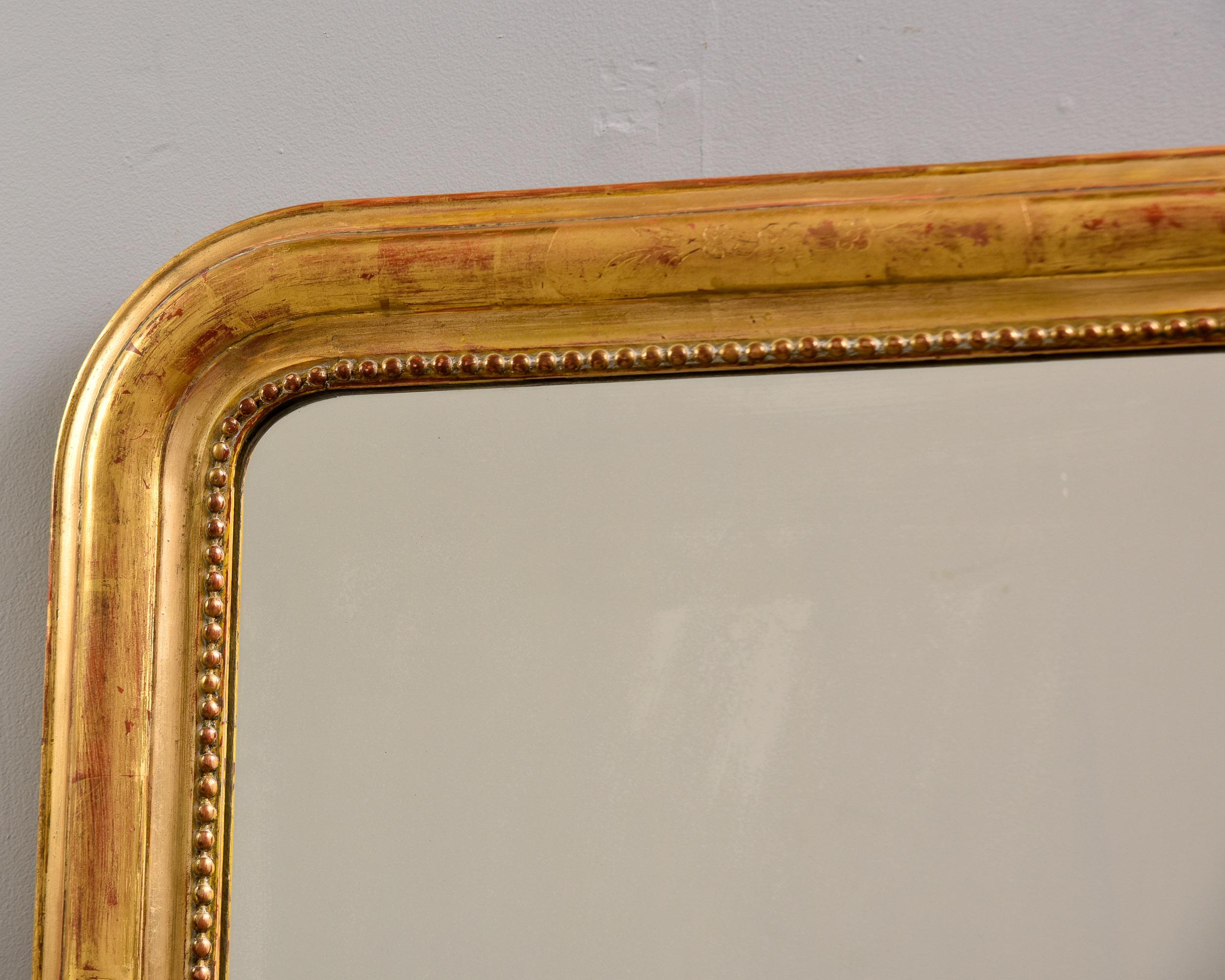 Siglo XIX Madera Dorada  Marco Espejo Louis Philippe con Esquinas Decoradas siglo XIX en venta