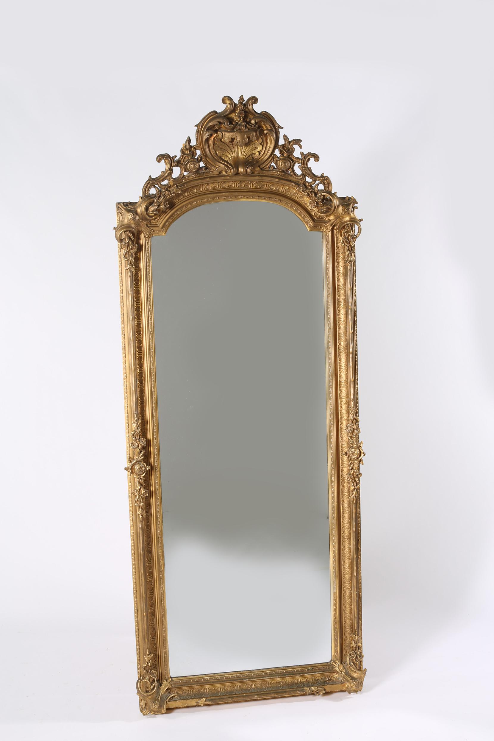 European 19th Century Giltwood Framed Hanging Wall Mirror