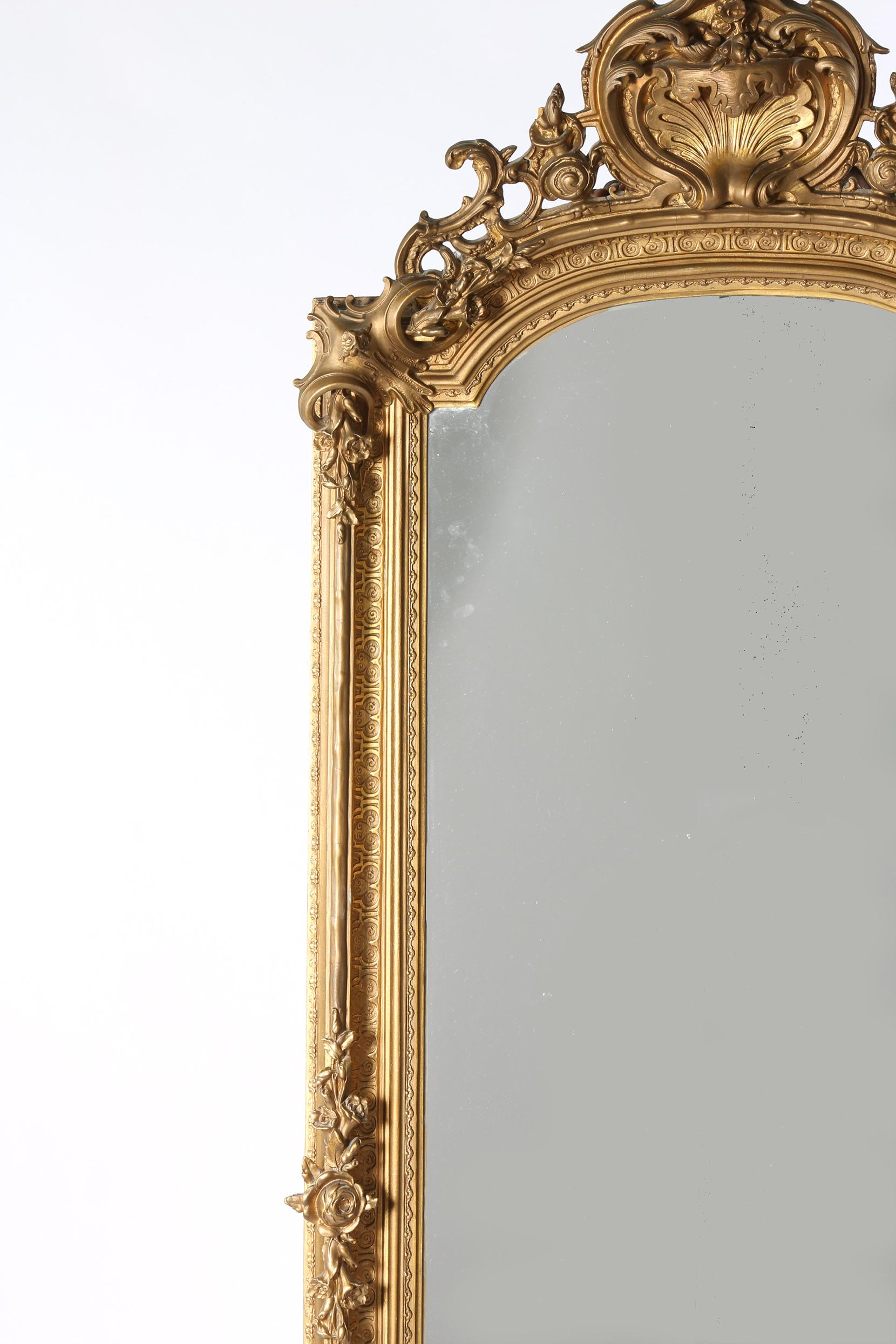 19th Century Giltwood Framed Hanging Wall Mirror 1