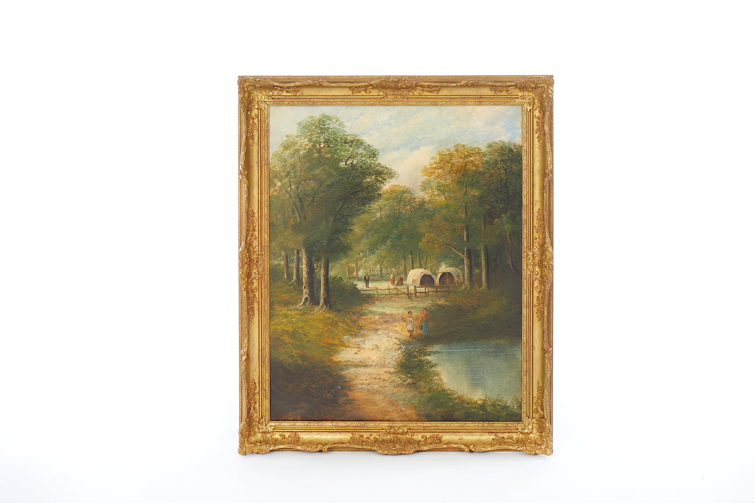 19th Century Gilt Wood Framed Oil / Canvas Painting For Sale 6