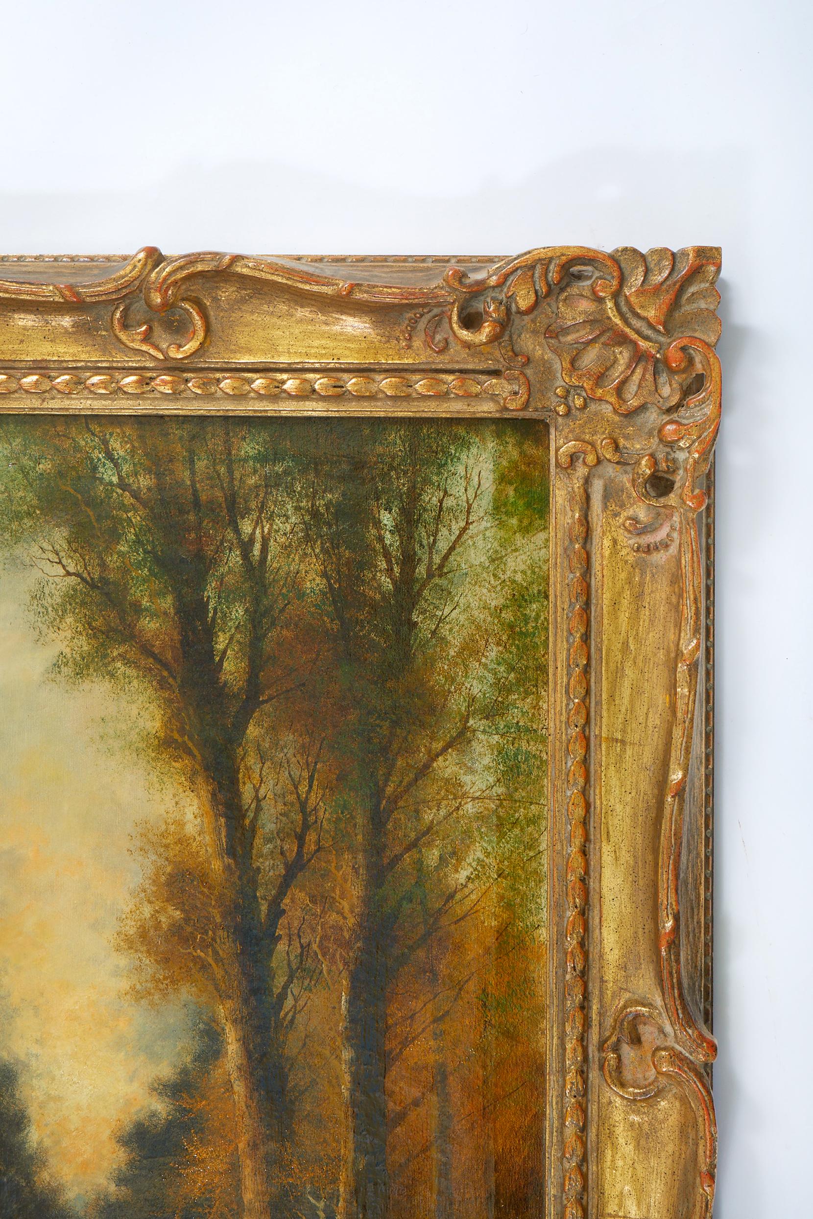 19th Century Gilt Wood Framed Oil / Canvas Painting In Good Condition For Sale In Tarry Town, NY