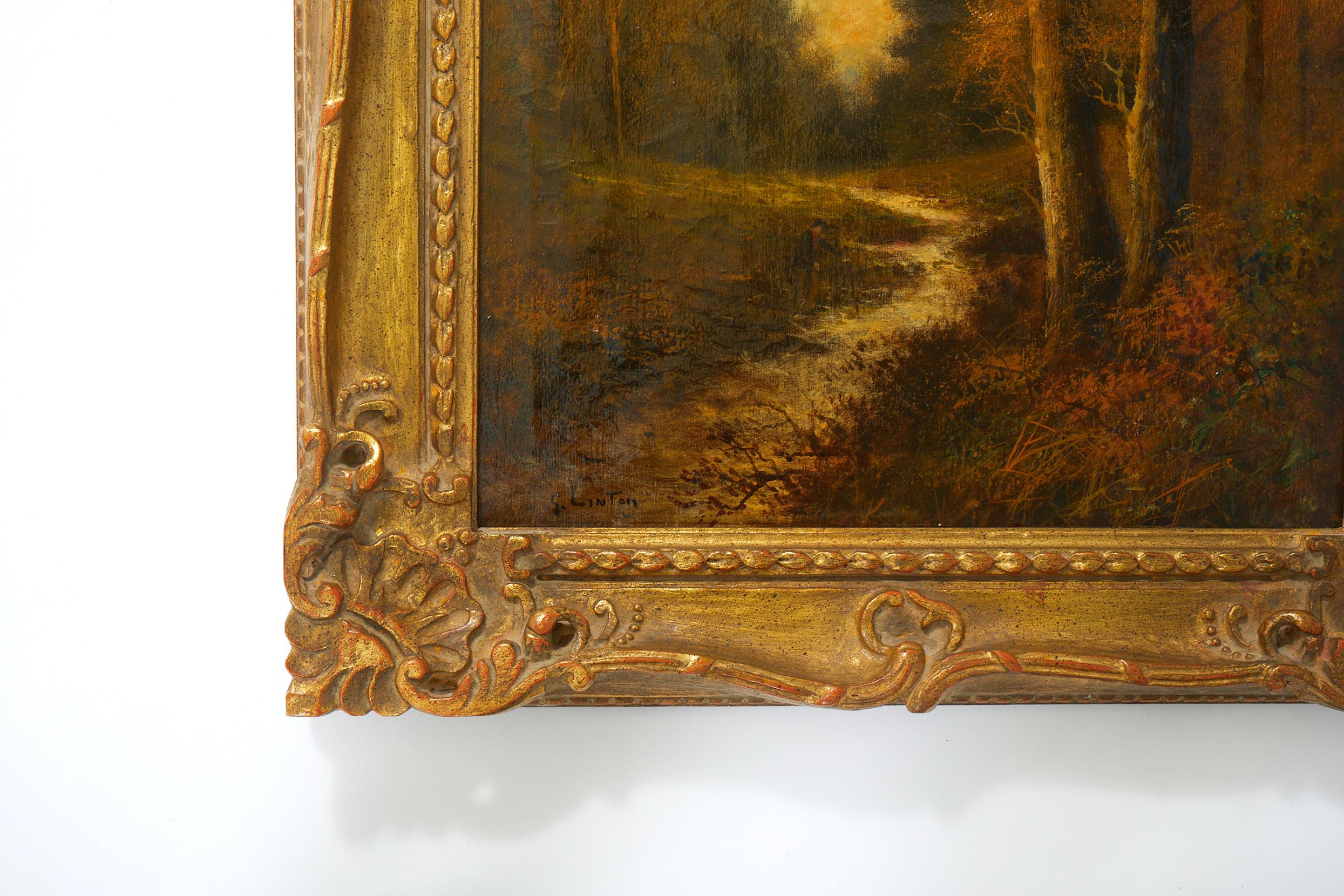 19th Century Gilt Wood Framed Oil / Canvas Painting For Sale 1