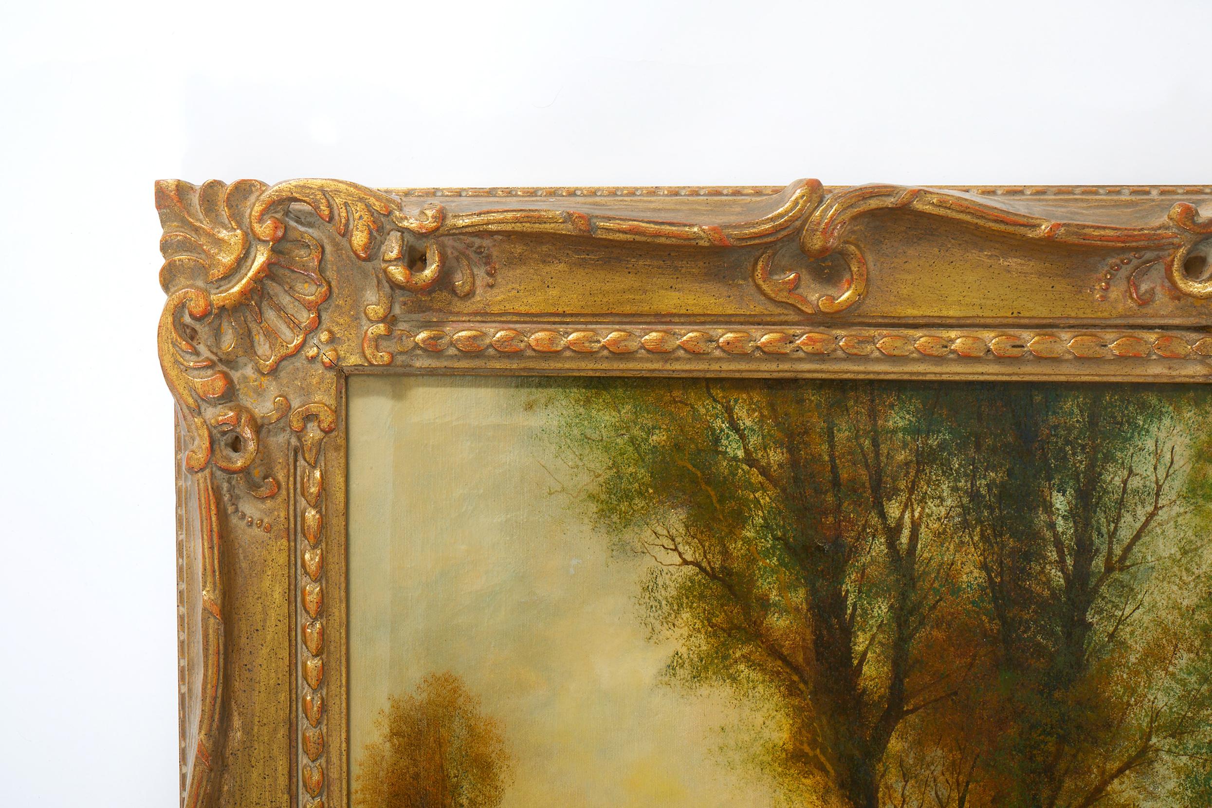 19th Century Gilt Wood Framed Oil / Canvas Painting For Sale 2