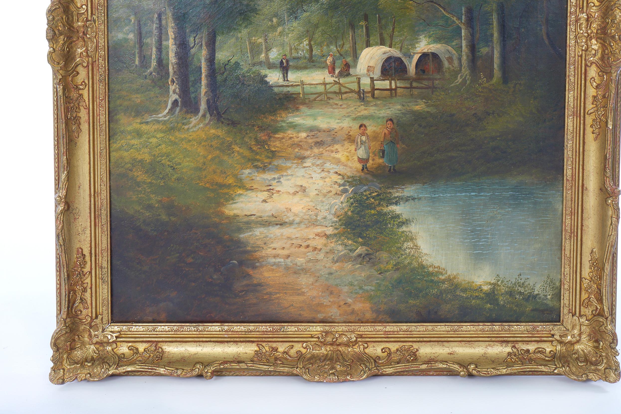 19th Century Gilt Wood Framed Oil / Canvas Painting For Sale 2