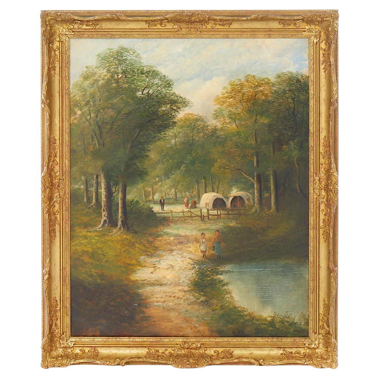 19th Century Gilt Wood Framed Oil / Canvas Painting For Sale