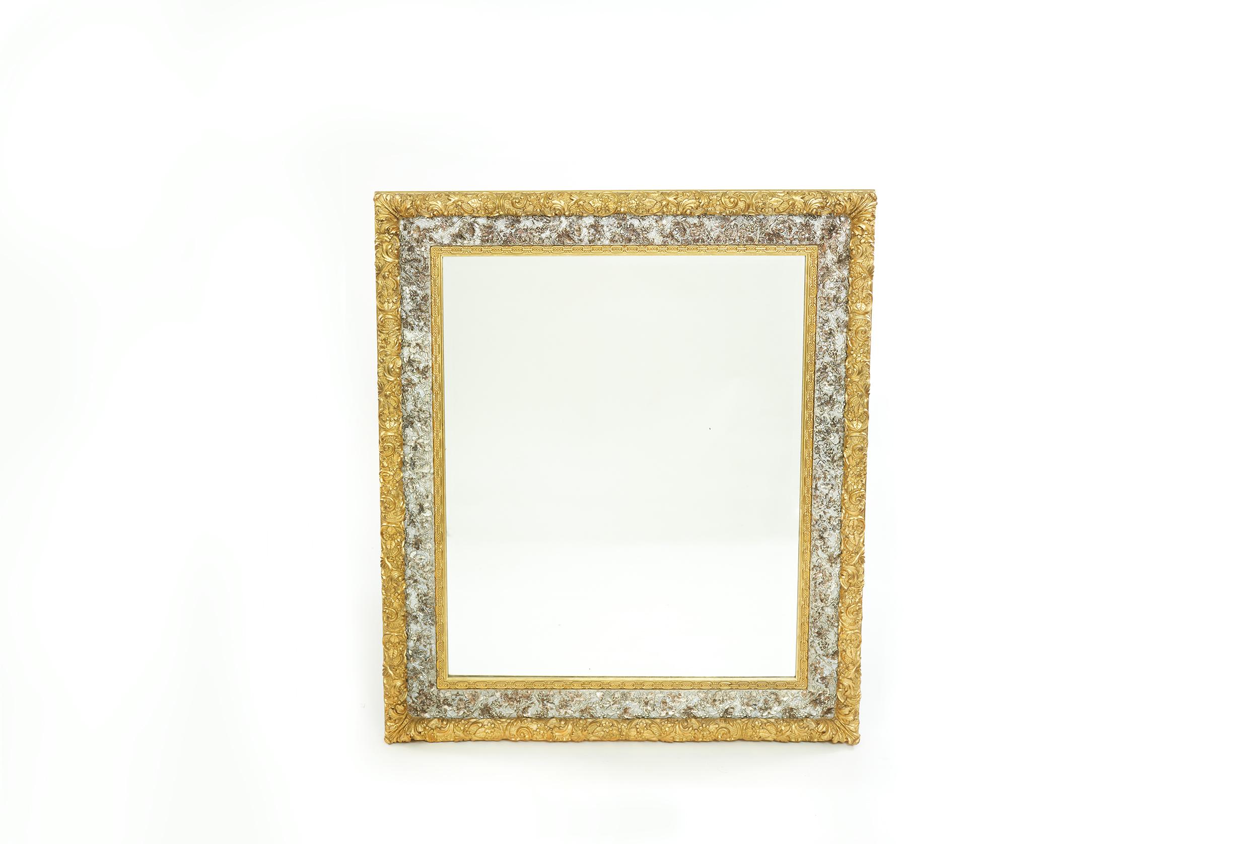 19th Century Gilt Wood Framed Beveled Wall Mirror For Sale 2
