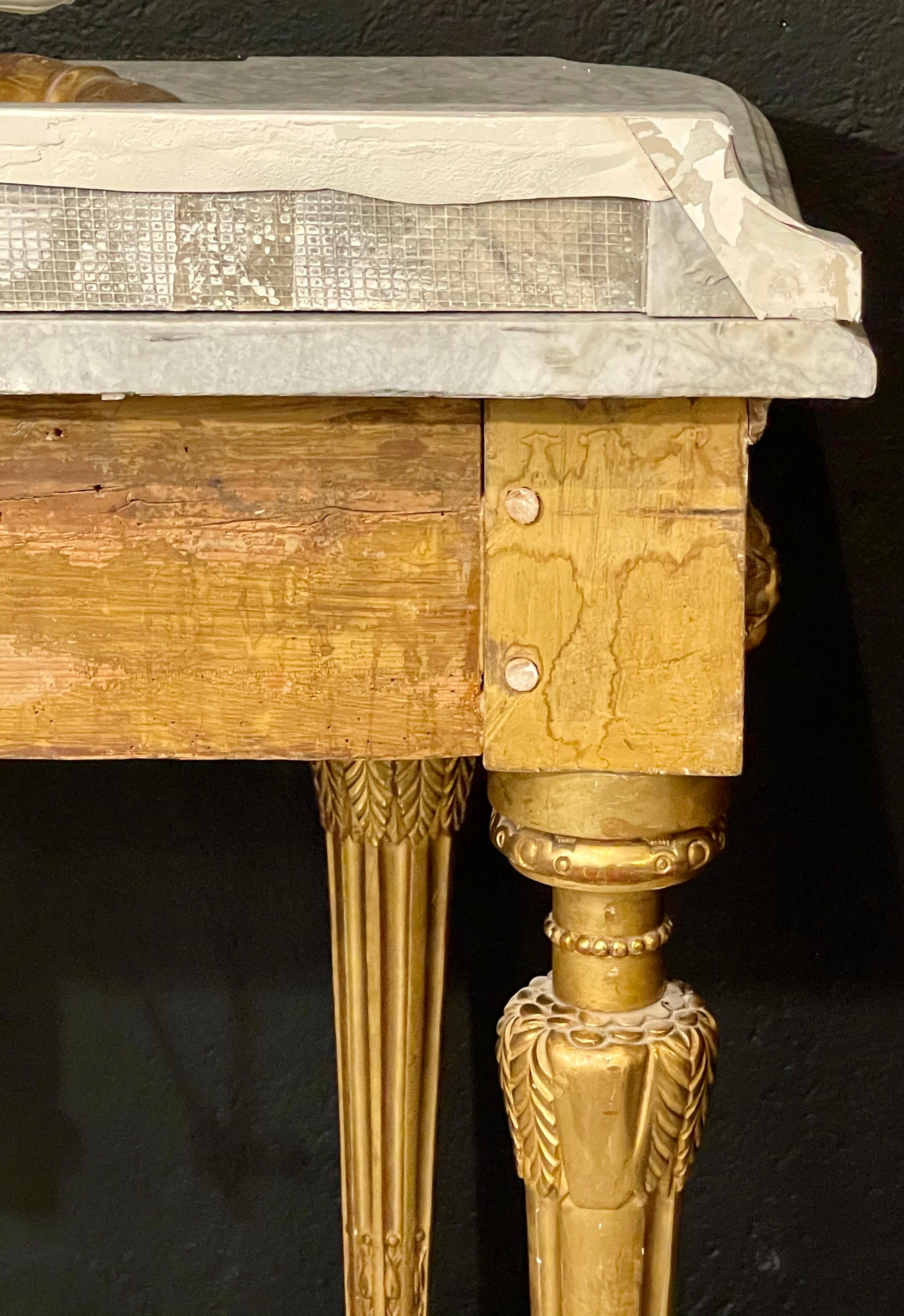 19th Century Giltwood Louis XVI Vanity Sink Console Table 6