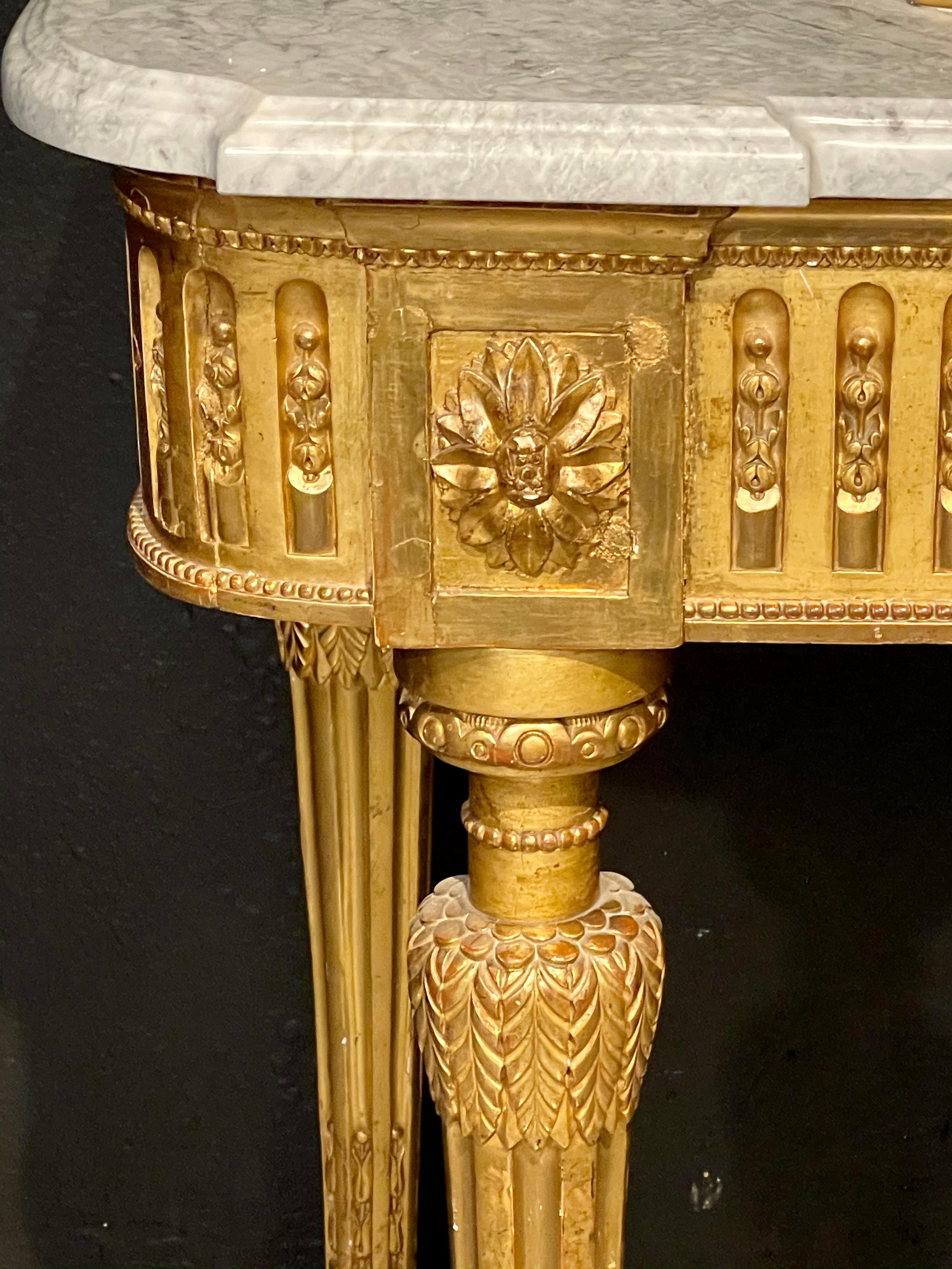 19th Century Giltwood Louis XVI Vanity Sink Console Table In Good Condition In Stamford, CT