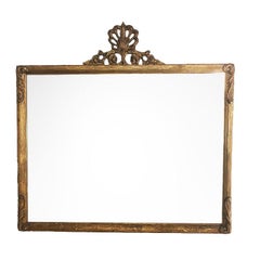 Miroir horizontal à motif de coquillage et poussière en bois doré du 19ème siècle, France