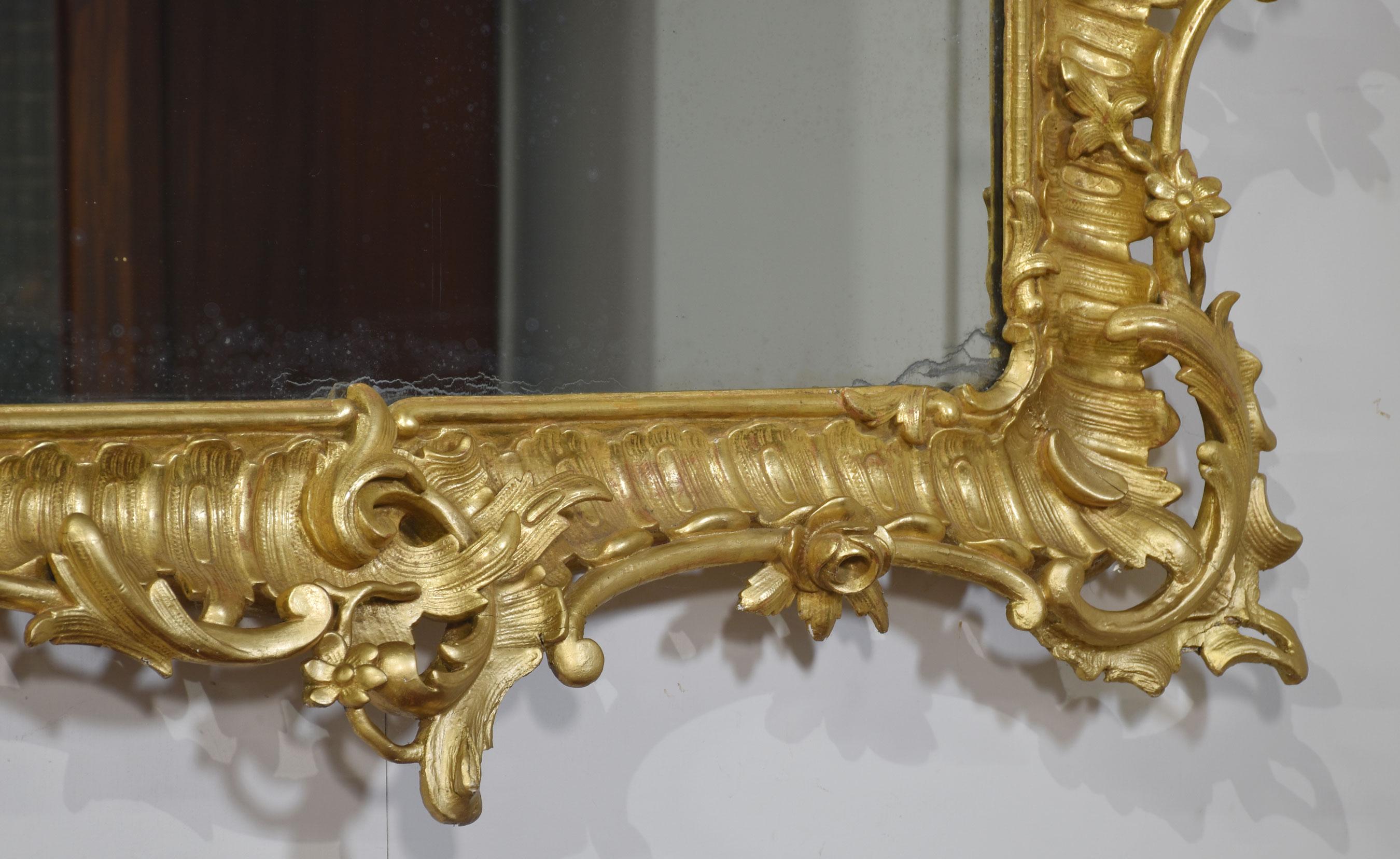 19th Century 19th century gilt-wood rectangular wall mirror For Sale