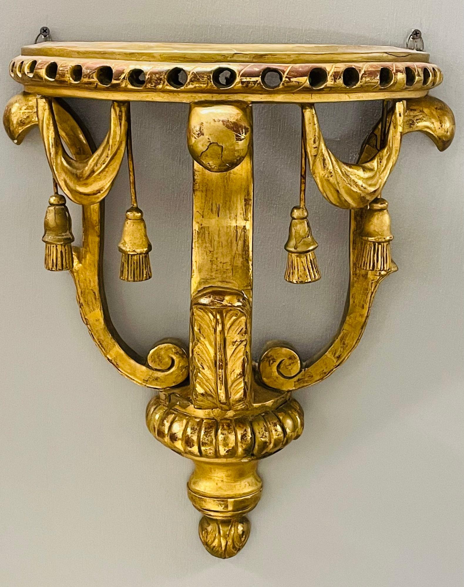 19th Century Gilt Wood Wall Bracket or Shelf, Water Gilt In Good Condition For Sale In Stamford, CT