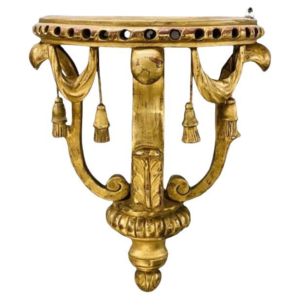 19. Jahrhundert Vergoldetes Holz Wandhalterung oder Regal, Wasser vergoldet