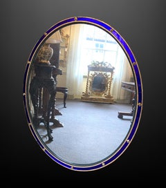 19th Century Giltwood and blue glass oval wall mirror