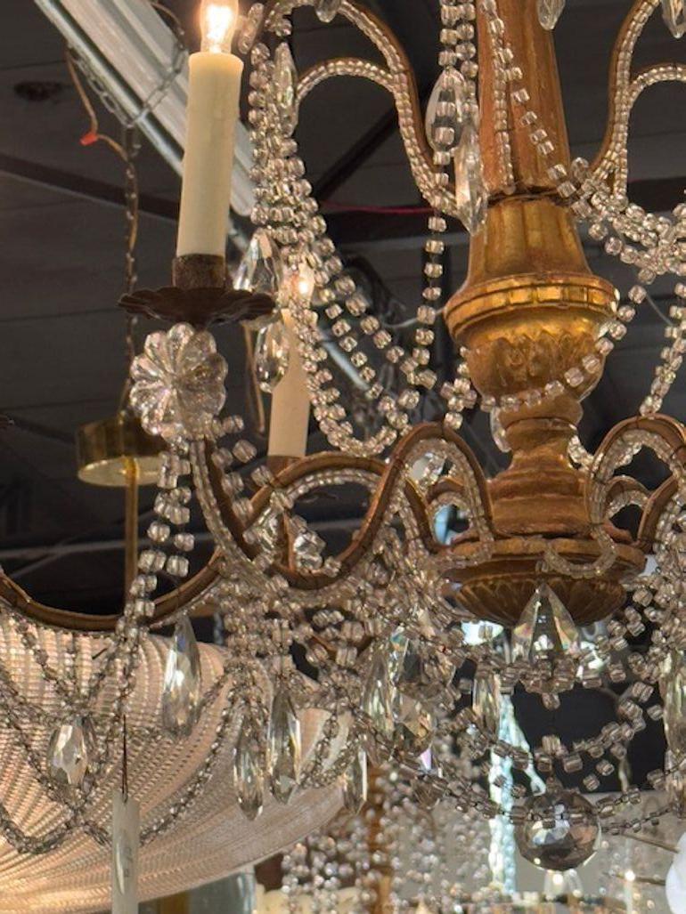Cristallo Lampadario in legno e cristallo di Genova del XIX secolo in vendita