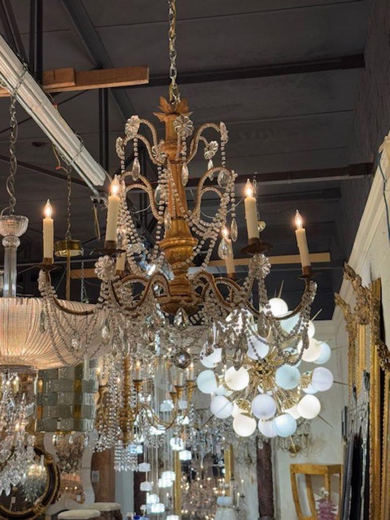 Lampadario in legno e cristallo di Genova del XIX secolo in vendita 1
