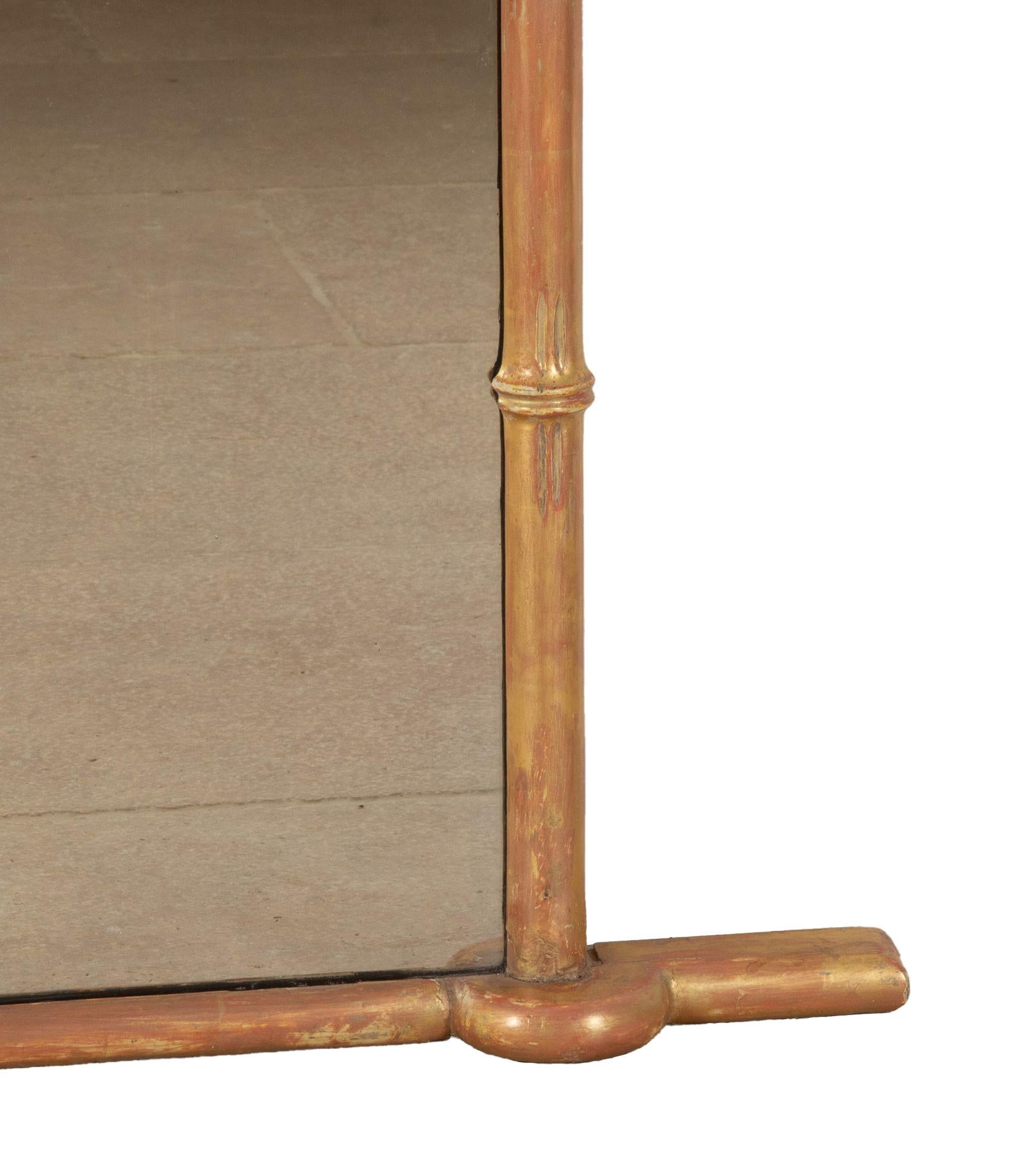 Legno Specchio a bracci del XIX secolo in legno dorato e finto bambù in vendita