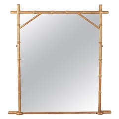 Miroir à trumeau en bois doré et faux bambou du XIXe siècle