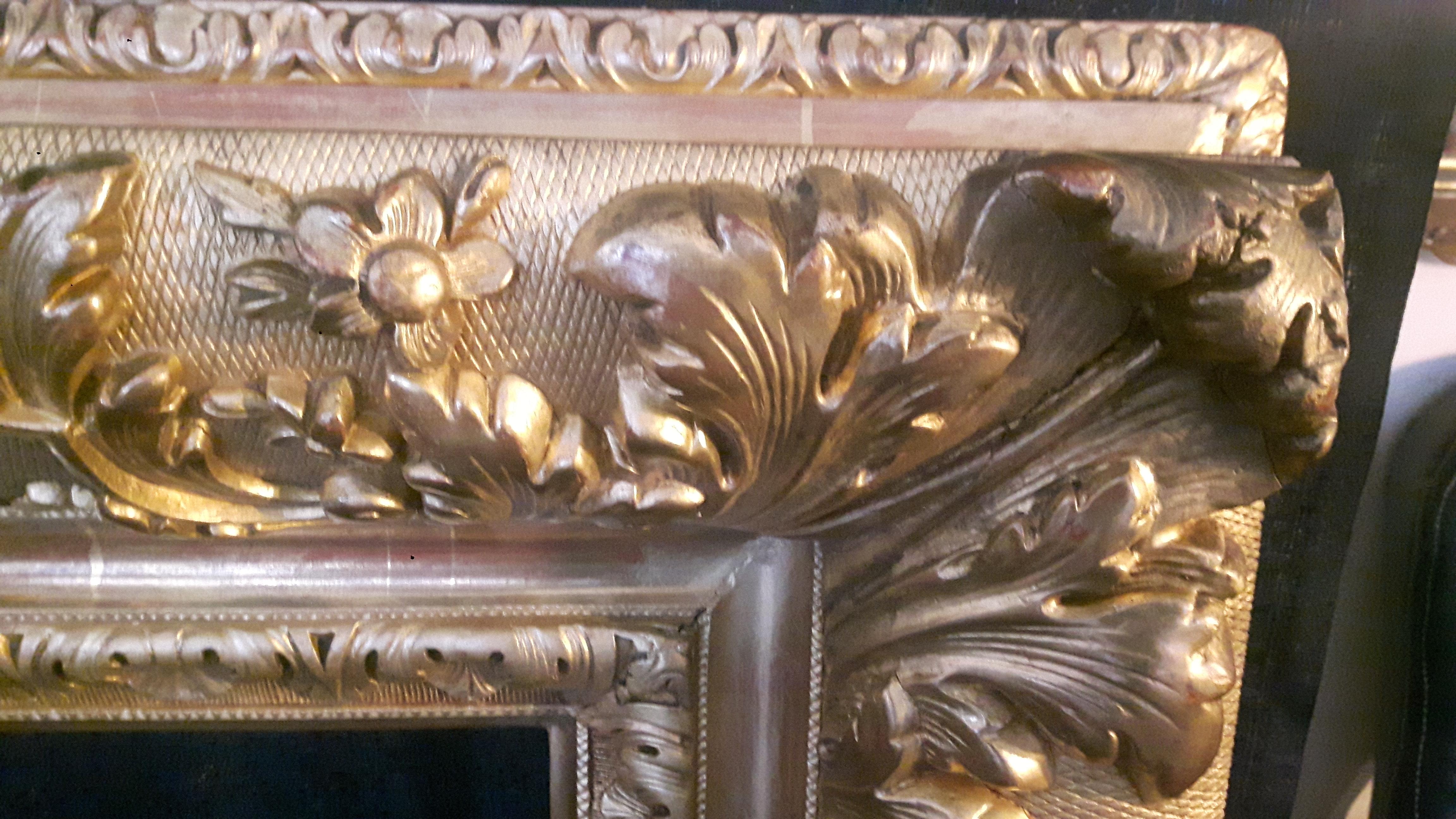 Allemand Cadre en bois doré et gesso du 19e siècle en vente