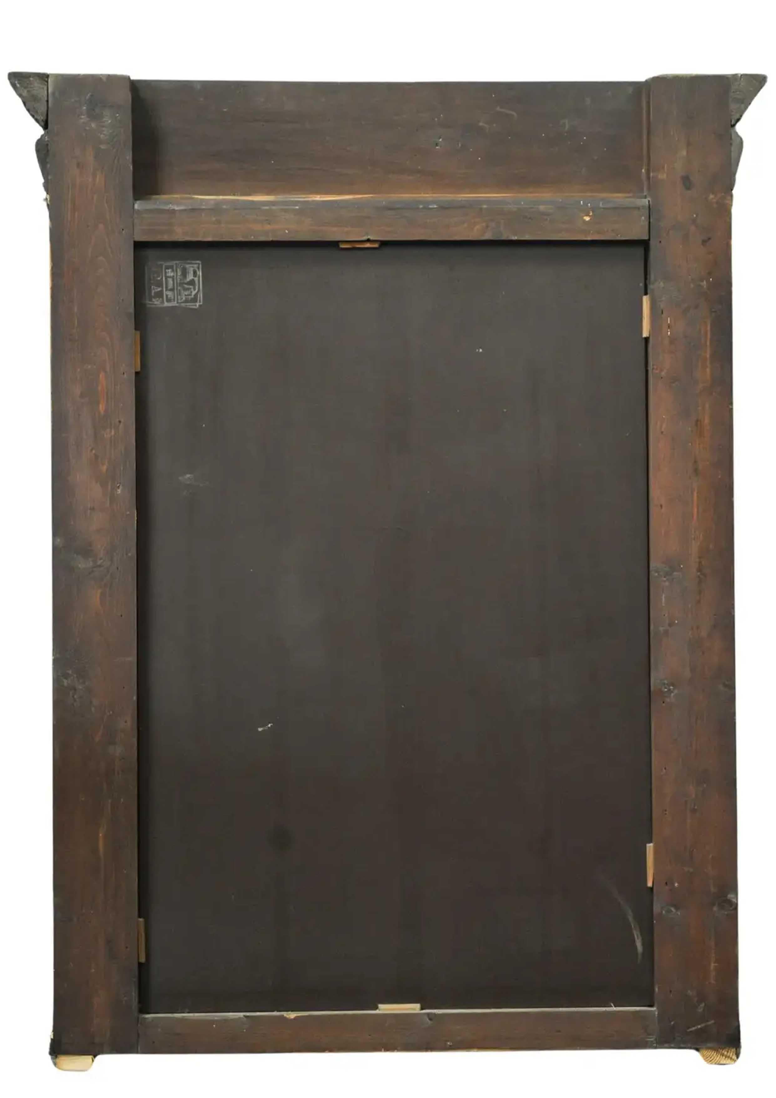 Fait main Miroir triptyque du 19ème siècle en bois doré et gesso avec bord biseauté en vente