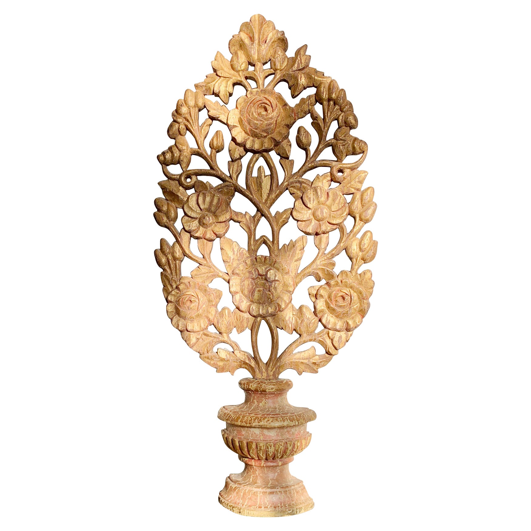 19th Century Giltwood Baroque Church Altar Vase im Angebot