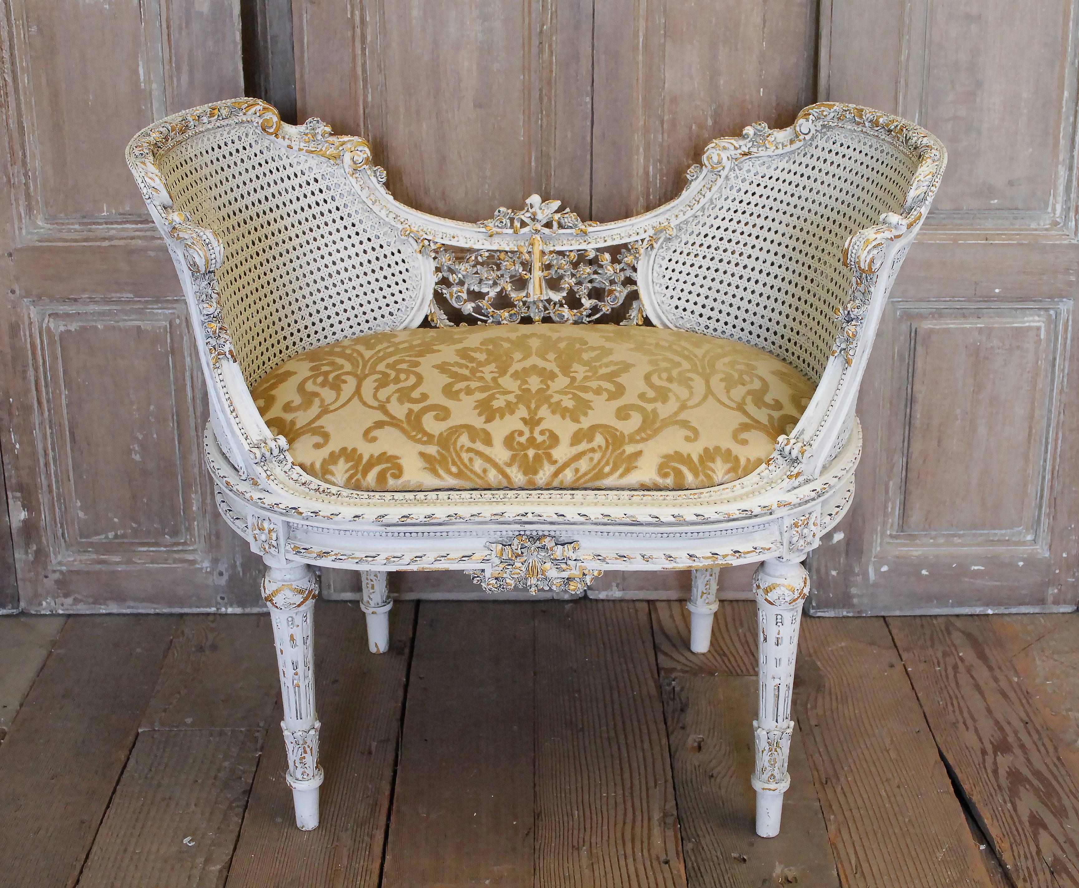 19th Century Giltwood Carved Louis XVI Style Vanity Chair 5