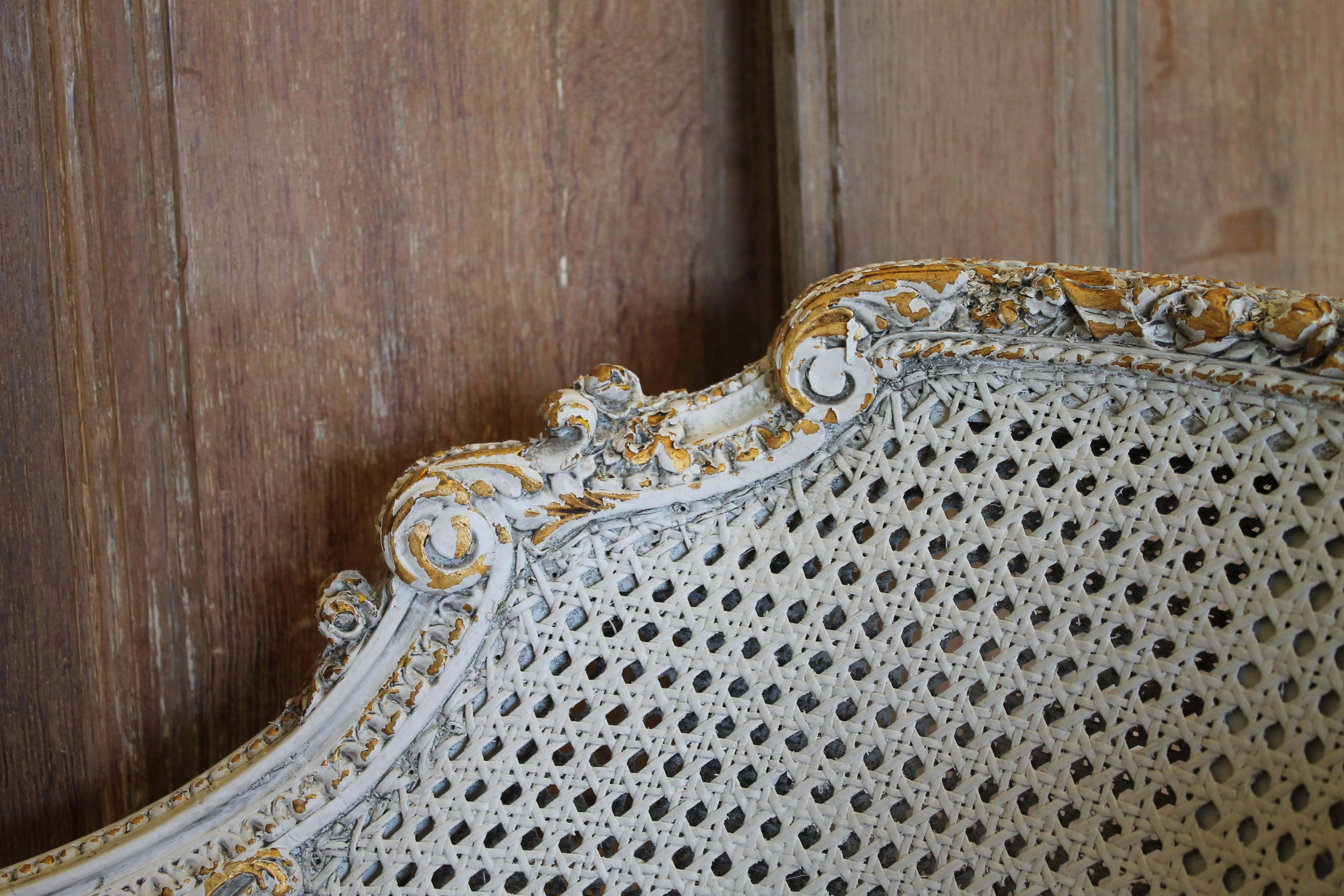 19th Century Giltwood Carved Louis XVI Style Vanity Chair In Good Condition In Brea, CA