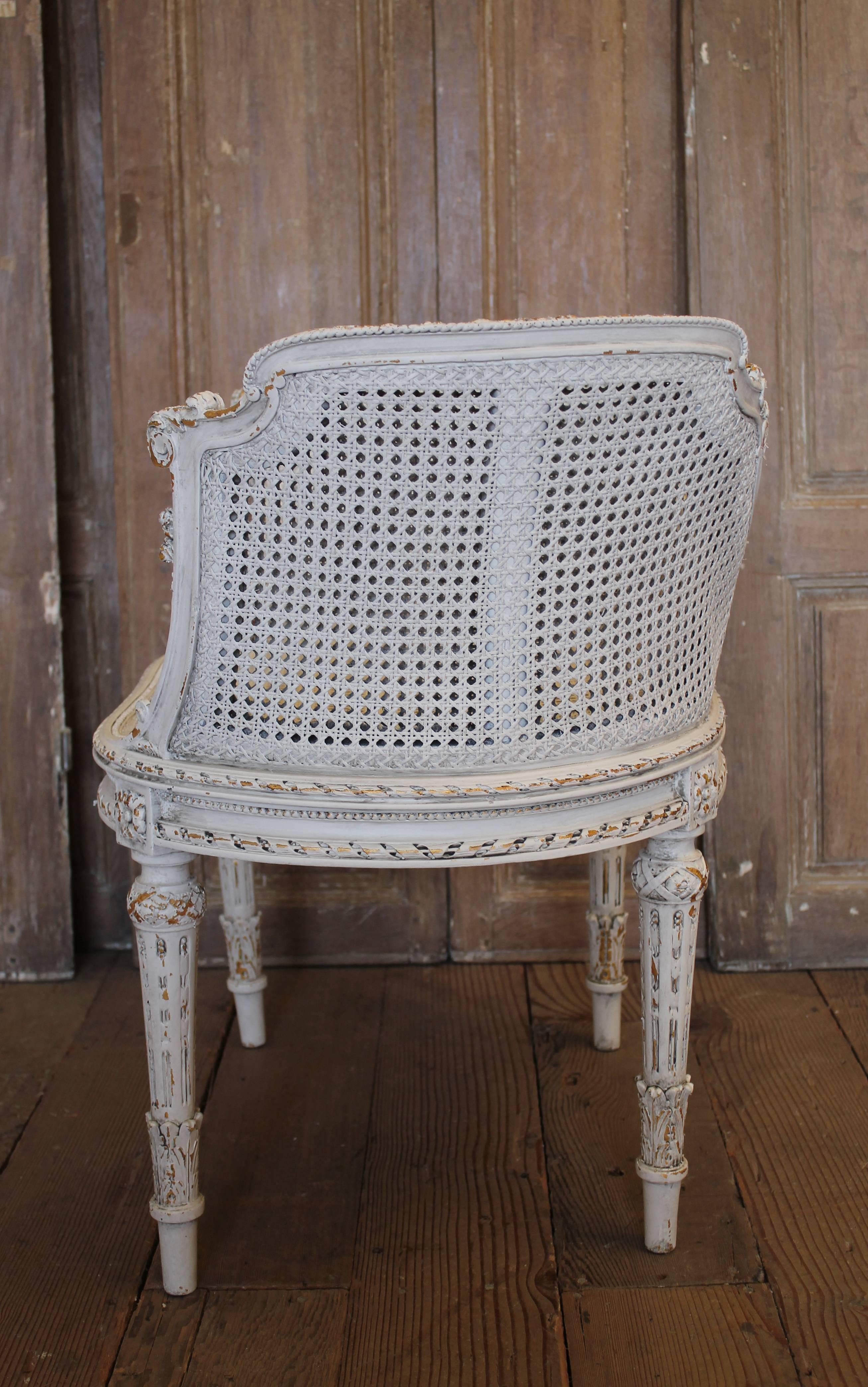 19th Century Giltwood Carved Louis XVI Style Vanity Chair 3