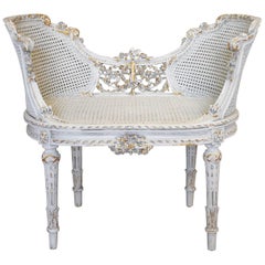 19th Century Giltwood Carved Louis XVI Style Vanity Chair