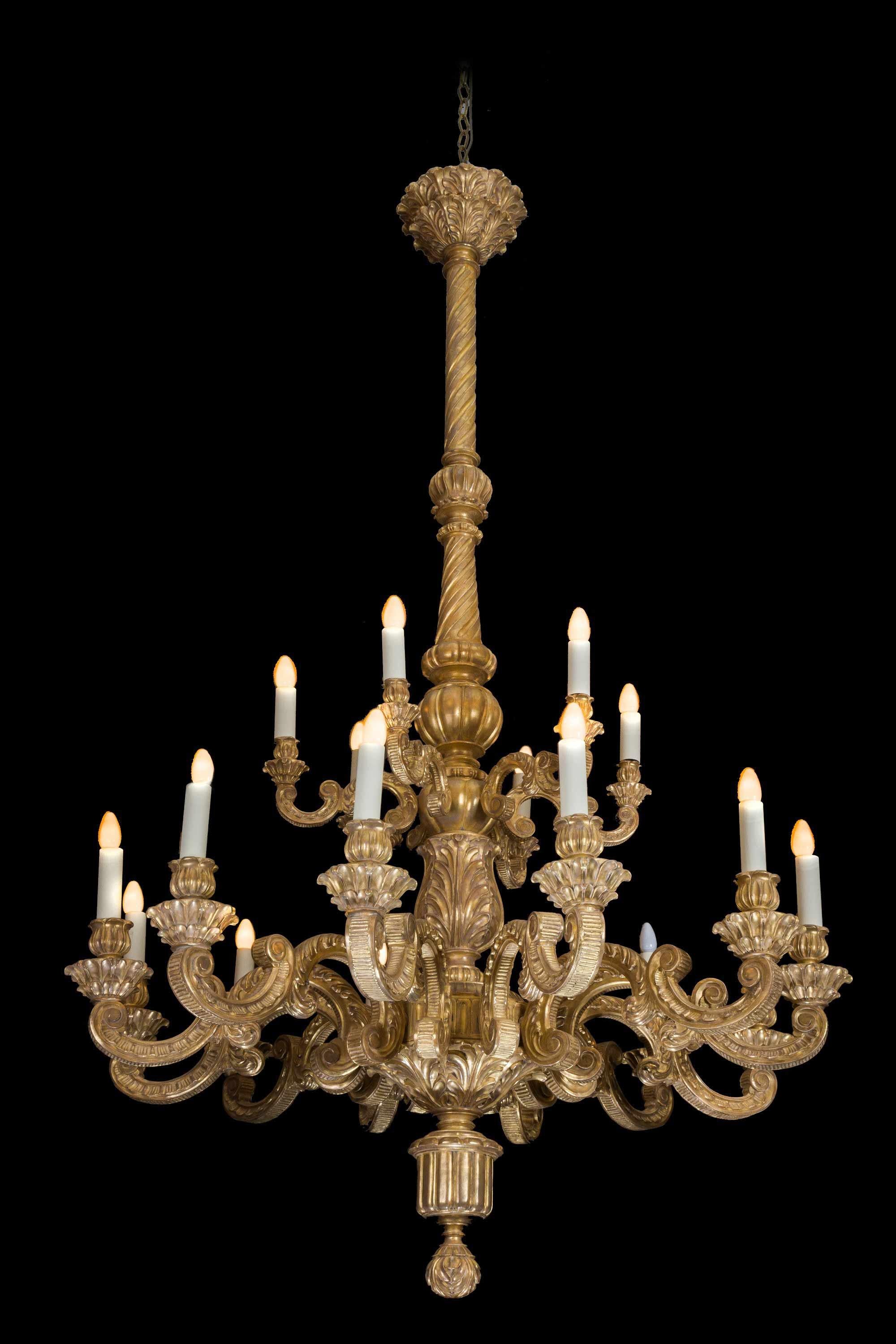 19th Century Giltwood Chandelier In Good Condition For Sale In Peterborough, Northamptonshire
