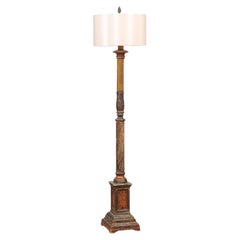 19th Century Giltwood Continental Floor Lamp with Shade