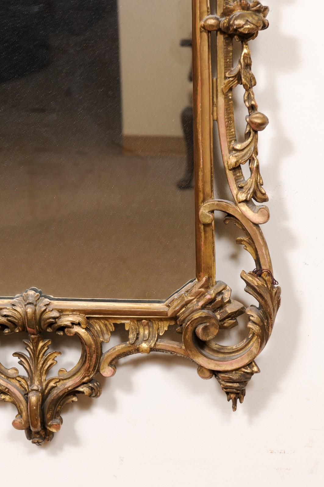 Miroir en bois doré de style Chippendale anglais du 19e siècle en vente 1