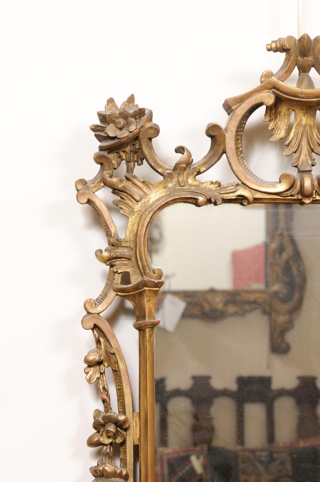  19th Century Giltwood English Chippendale Style Mirror For Sale 5