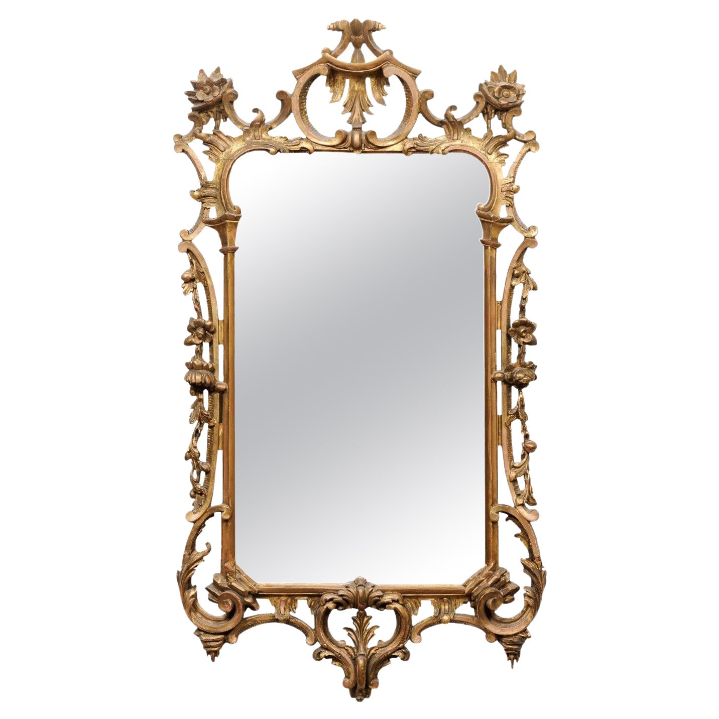 Miroir en bois doré de style Chippendale anglais du 19e siècle