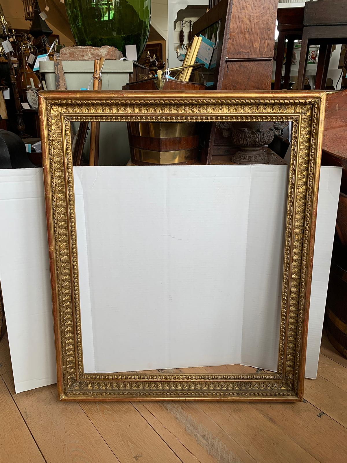 19. Jahrhundert Giltwood Rahmen mit alten Etiketten (Vergoldetes Holz)