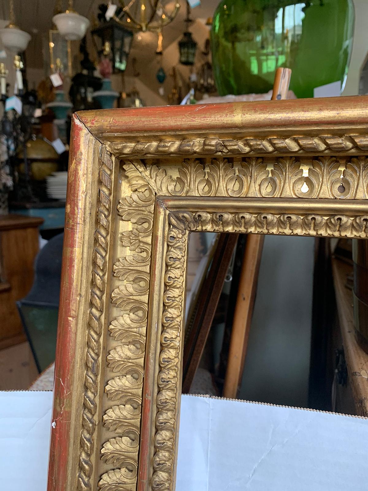 19. Jahrhundert Giltwood Rahmen mit alten Etiketten 1