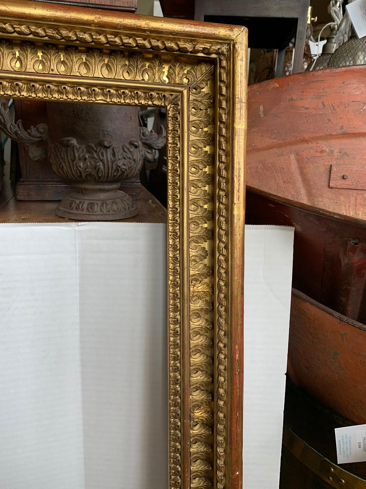 19. Jahrhundert Giltwood Rahmen mit alten Etiketten 2