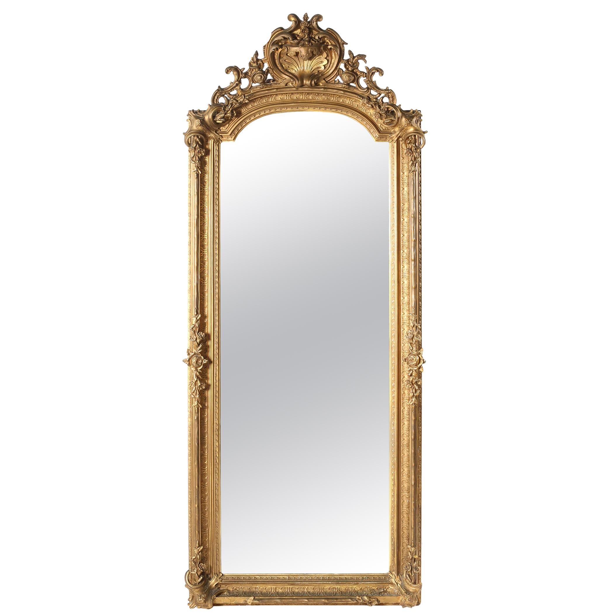 19th Century Giltwood Framed Hanging Wall Mirror