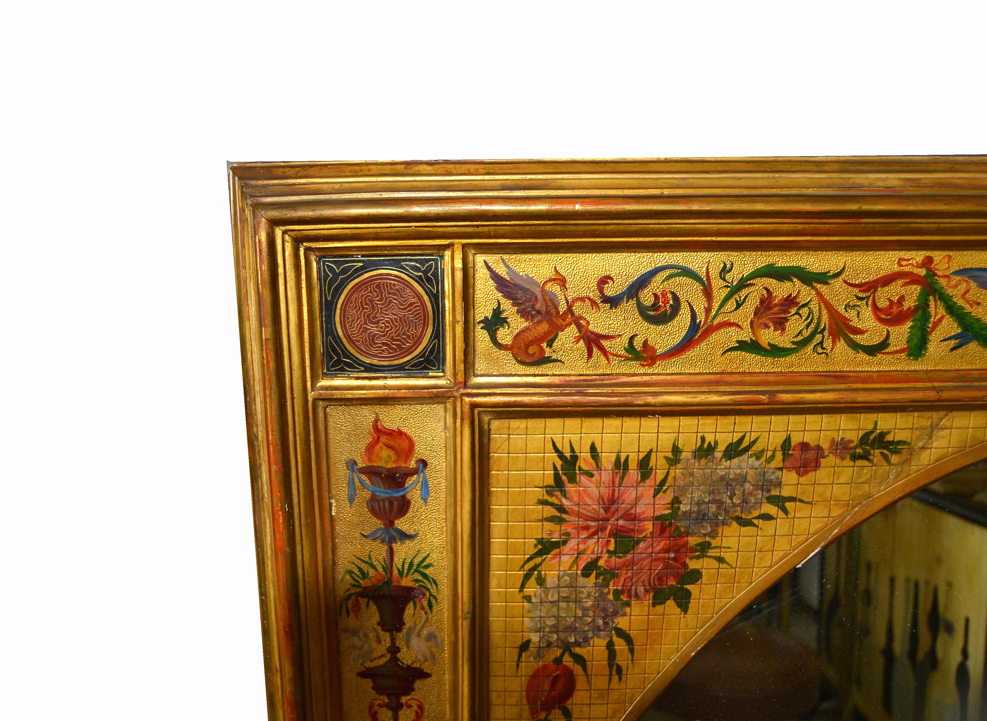 Miroir mural italien en bois doré du XIXe siècle en vente 1