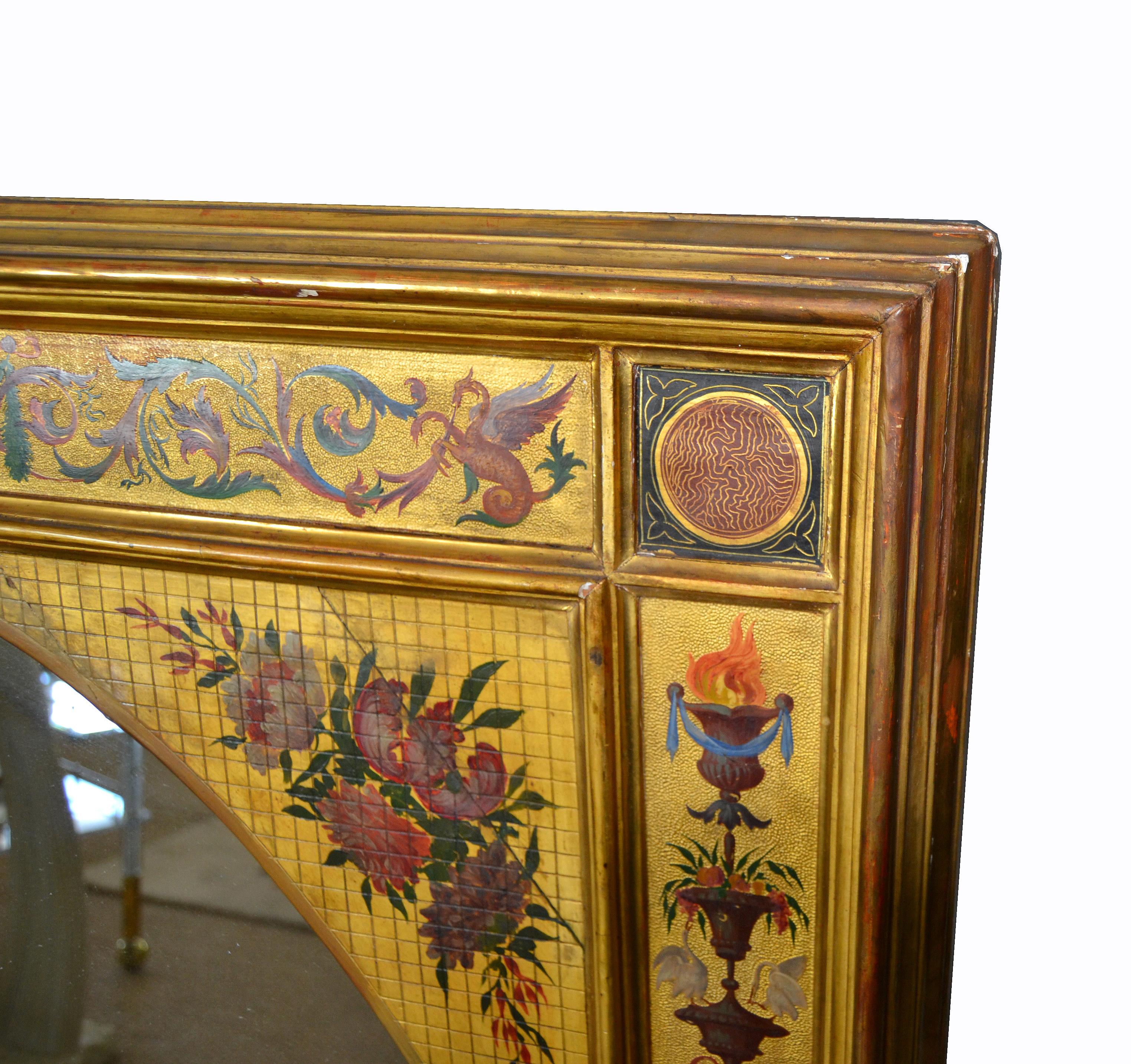 Miroir mural italien en bois doré du 19e siècle en vente 2