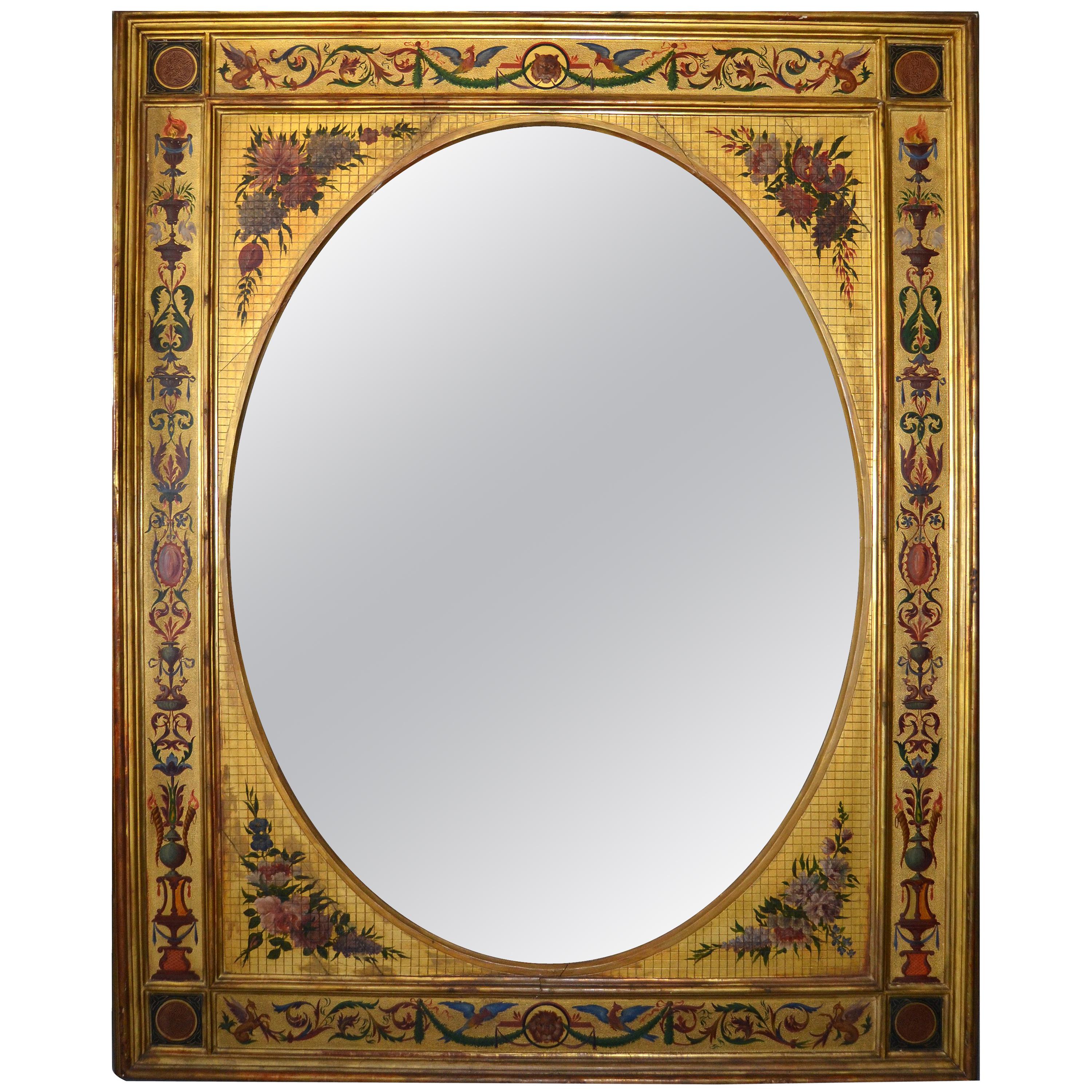 Miroir mural italien en bois doré du XIXe siècle en vente