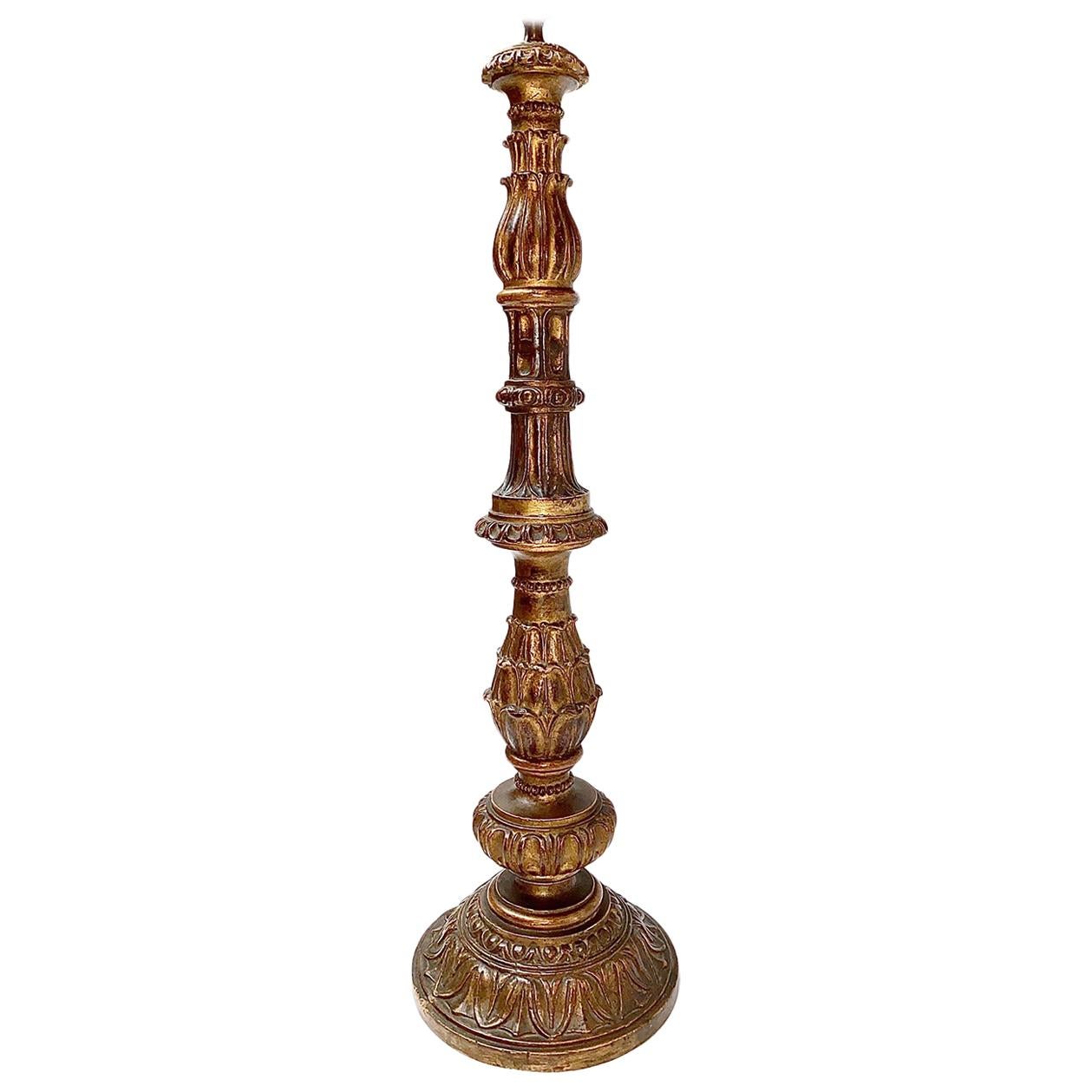 lampe en bois doré du 19ème siècle