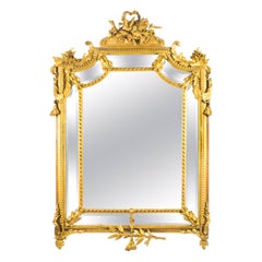 19th Century Giltwood Louis Revival Overmantel Cushion Mirror